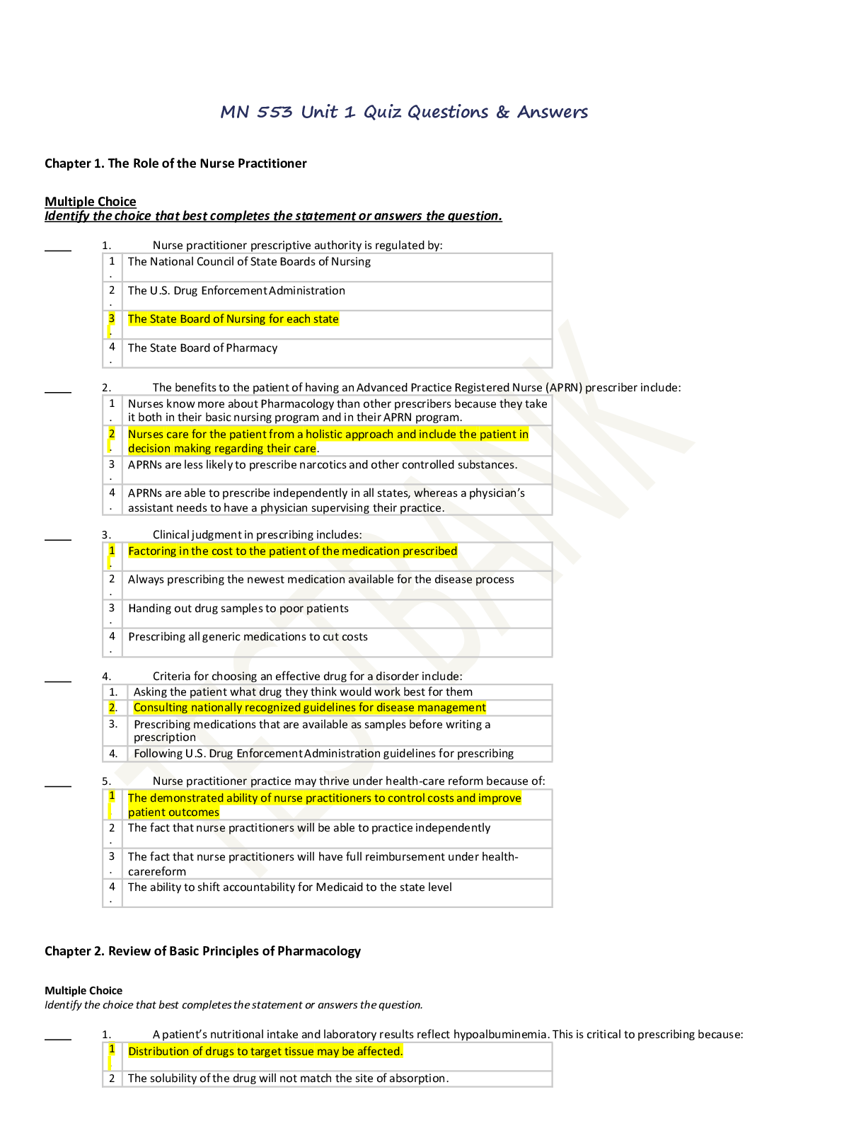 MN 553 Unit 1 Quiz Questions & Answers Browsegrades